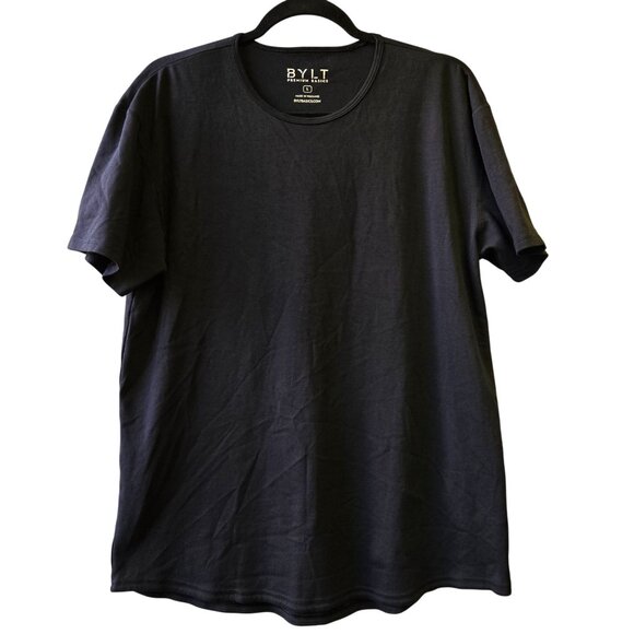 BYLT Premium Basics Drop Cut Pima Cotton Black Crewneck T-Shirt Men L - Picture 1 of 6